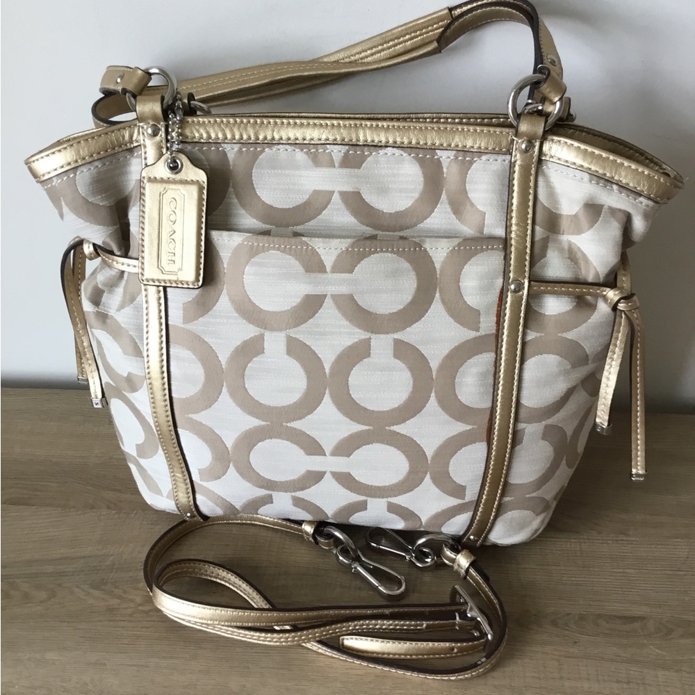 Coach Audrey Metallic Op Art Shantung Cinch Satchel Crossbody Bag No A1269-19572